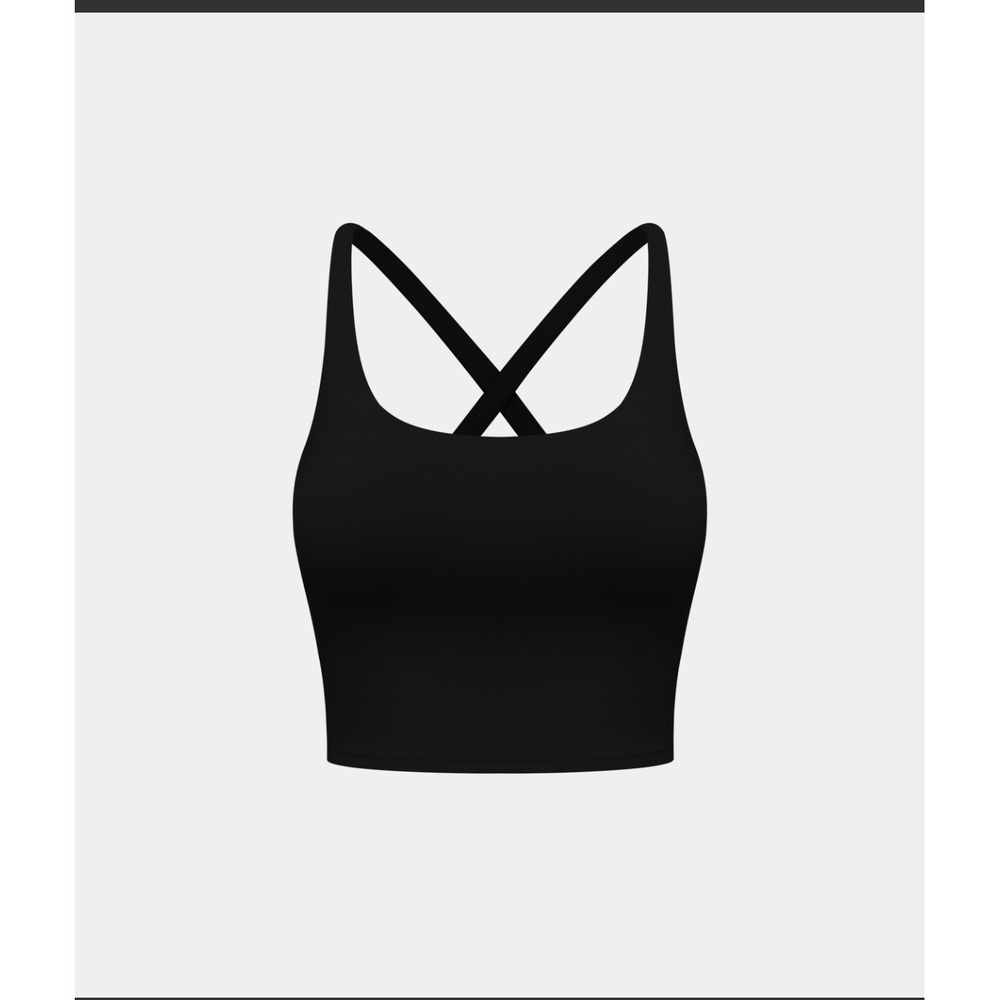 Halara Black Crisscross Backless Built In Bra Cropped Tank Top NWT XSmall - Picture 3 of 5
